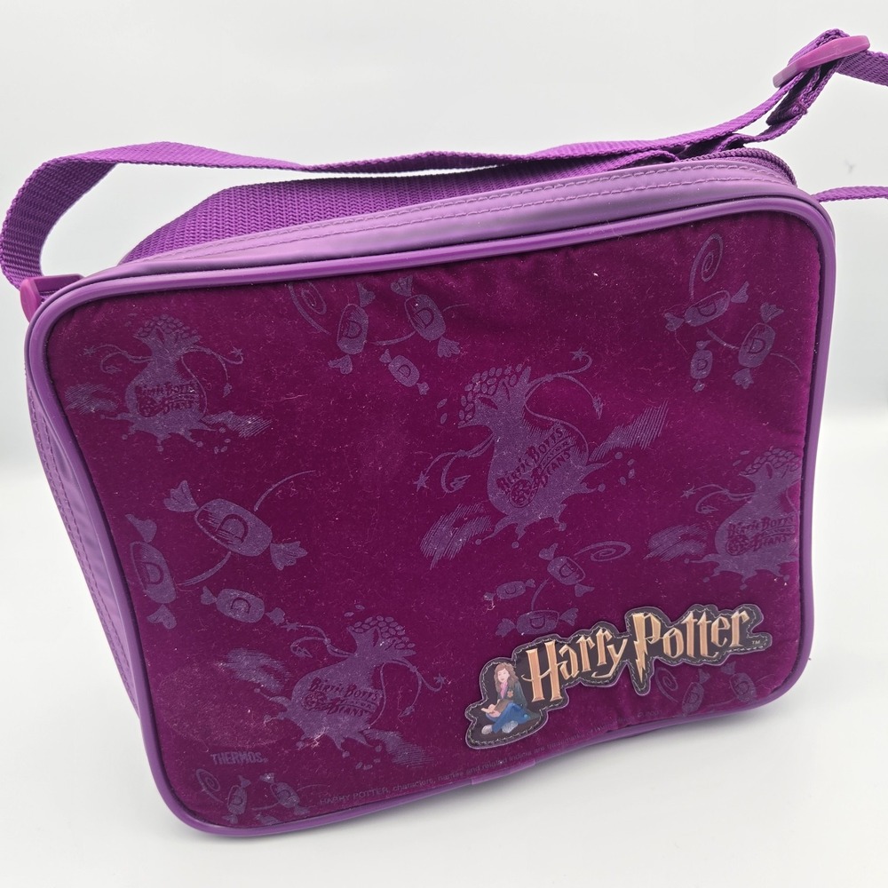Vintage Harry‎ Potter Lunchbox Thermos Brand Bertie Botts 2001 Soft Purple Strap